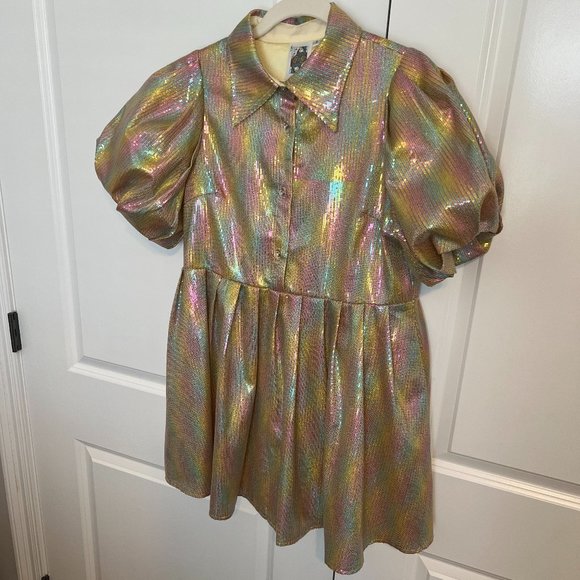 Queen of Sparkles Gold Mini Sequin Collar Dress - Picture 2 of 9